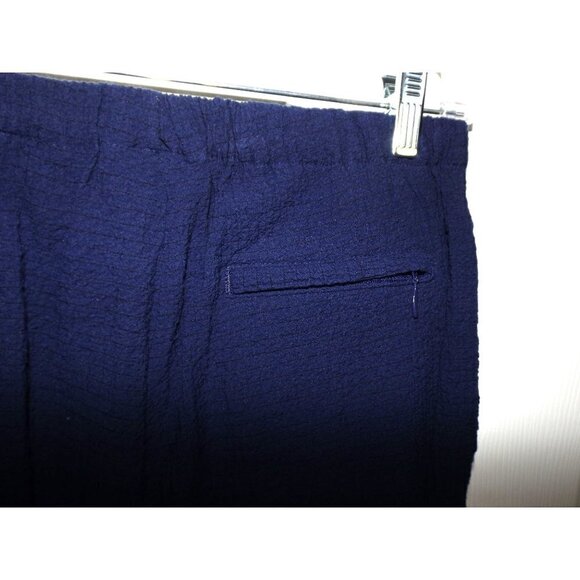 Orvis S navy blue elastic waist casual textured pants back zippered & side pocke - Picture 4 of 5